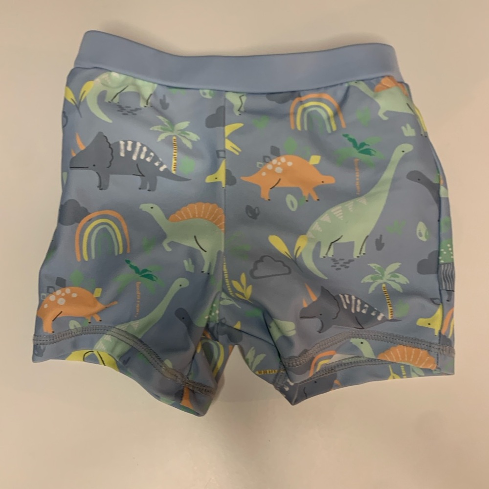 3 for $10 6-9M Kids Dinosaur Print Swim Shorts with diaper